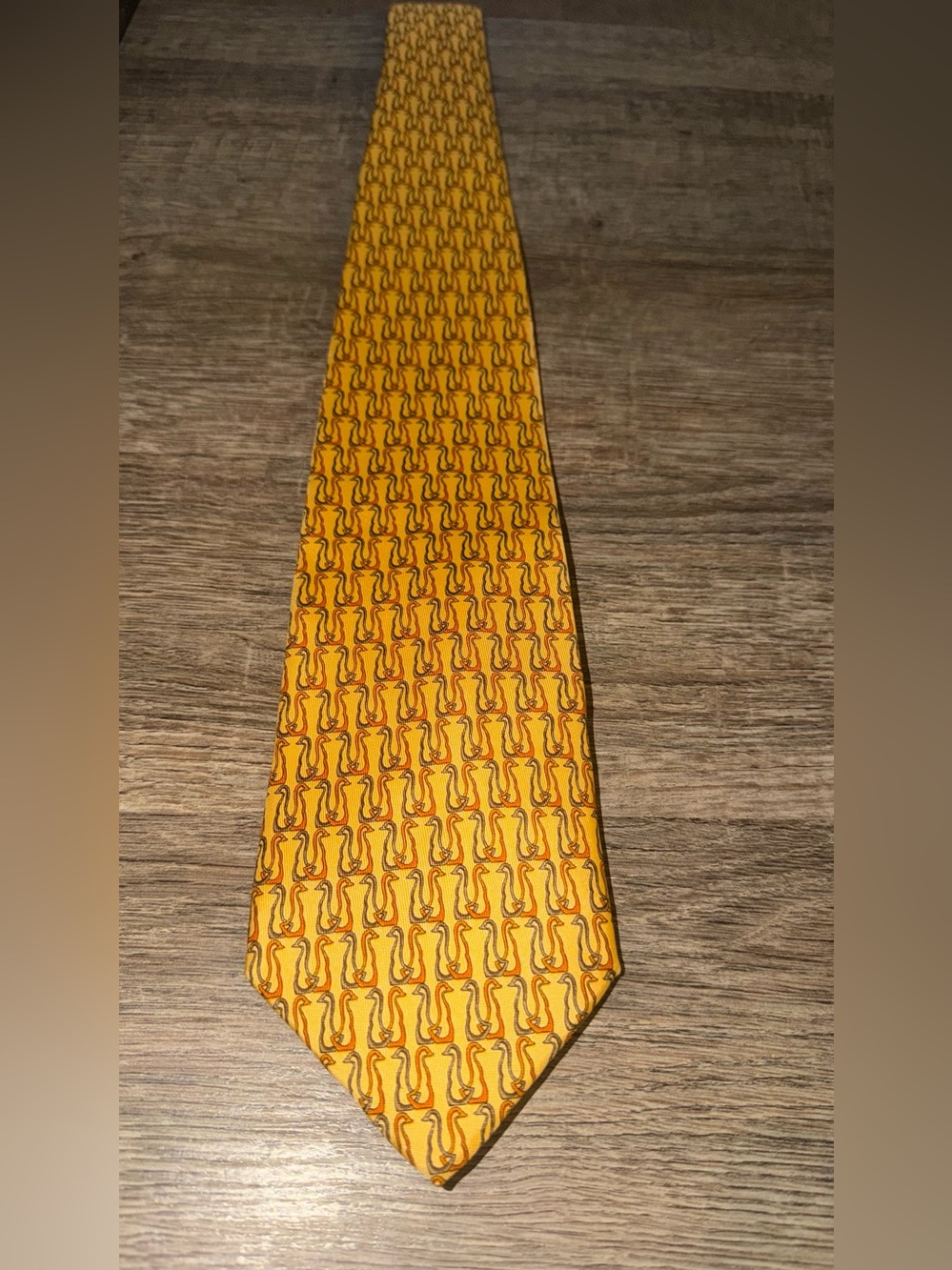 $250 Salvatore Ferragamo Yellow Silk Tie
